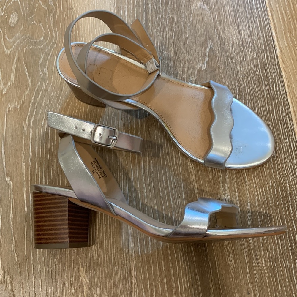 Loft silver ankle strap sandals